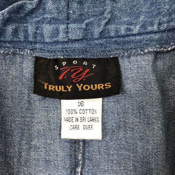 Vintage Women’s Truly Yours Jean Skirt Size 16 A Frame Midi Pleated‎ 1990's - Picture 4 of 8